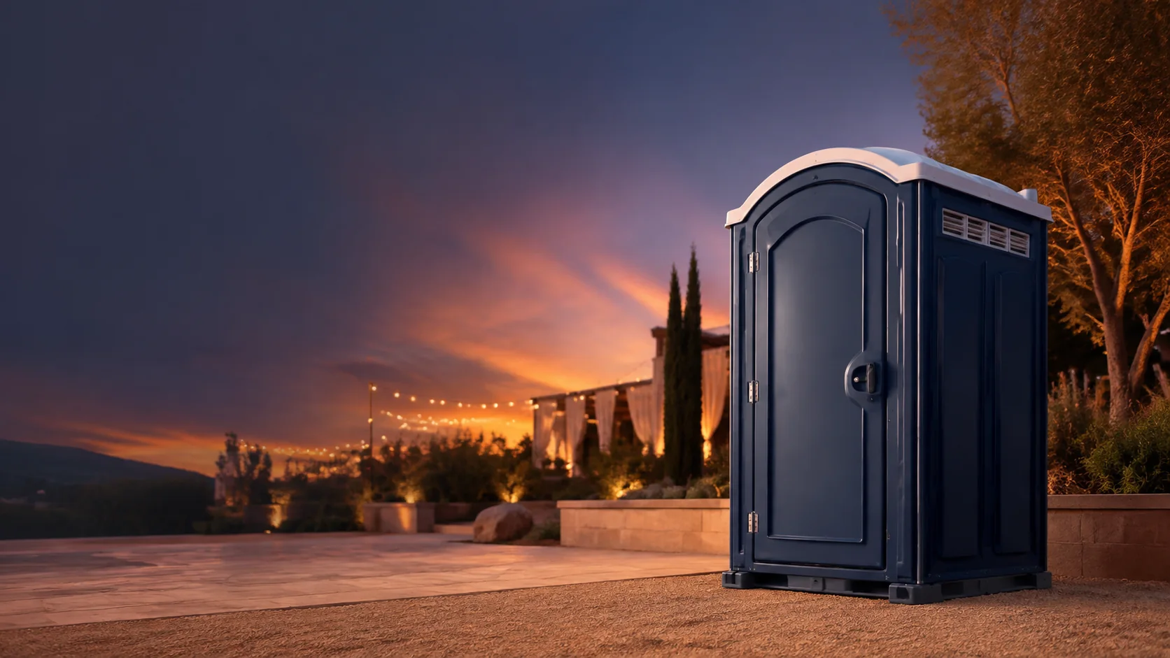 Portable restroom shown for rental planning in Birmingham, AL